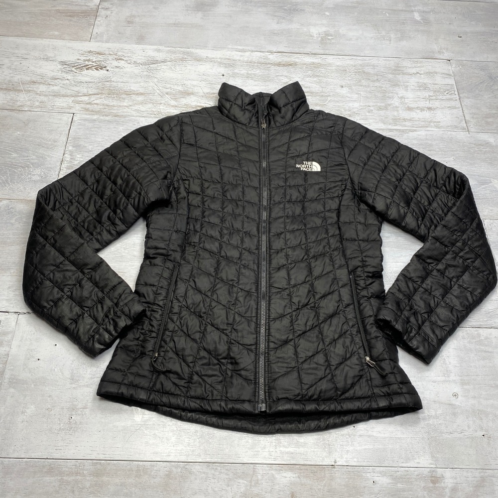 The North Face ThermoBall Eco Puffer Jacket Womens M Black Quilted Full Zip